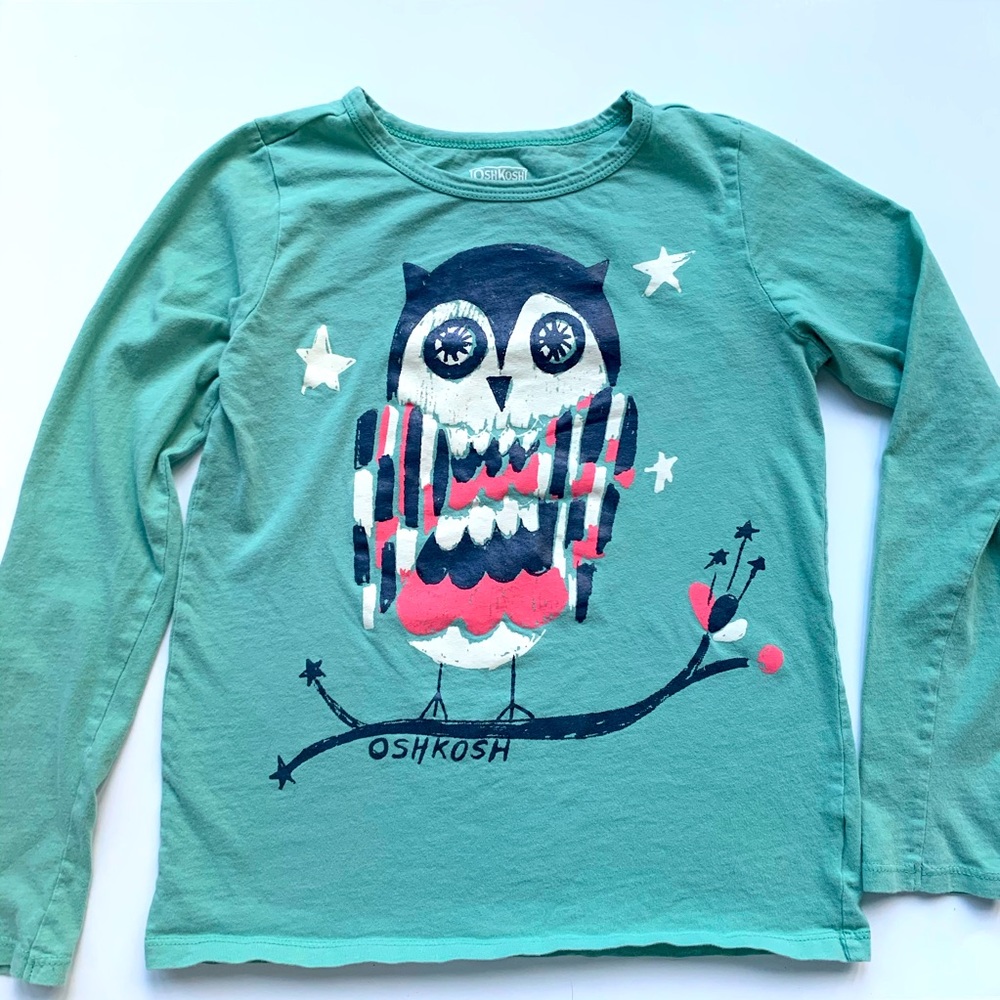 Oshkosh long sleeve t shirt green with owl 10